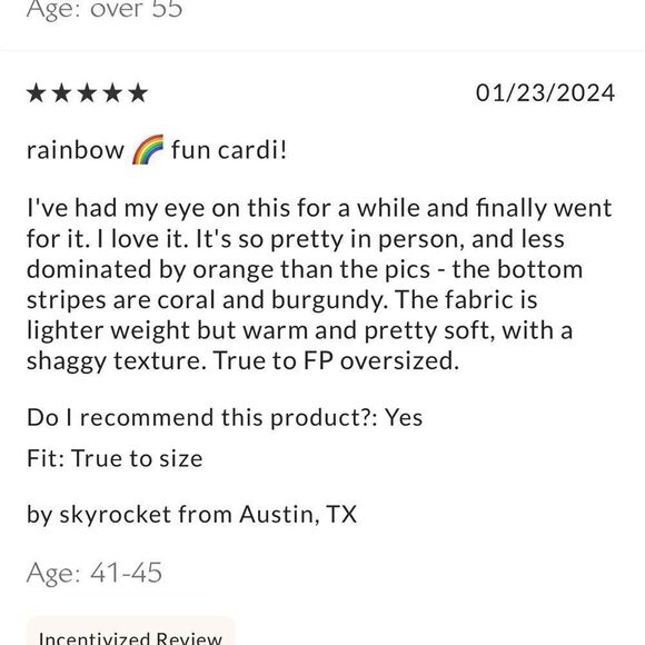 FREE PEOPLE RAINBOW FUZZ CARDI SWEATER IN CREAM COMBO NWT - Picture 8 of 9